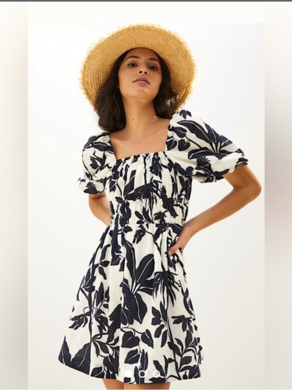Maeve Puff-Sleeve Smocked Mini Dress